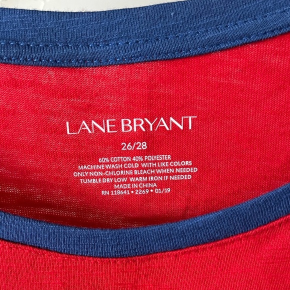 LANE Bryant| Red Scoop neck tee “American Dream” logo•••Plus Size Graphic NWT 4X - Picture 7 of 9